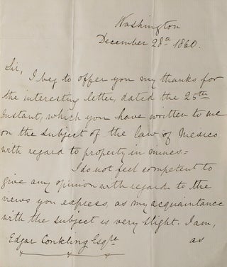 Item #304977 ALS. To Edgar Conkling Esq. About his lack of knowledge about the law of Mexico with...