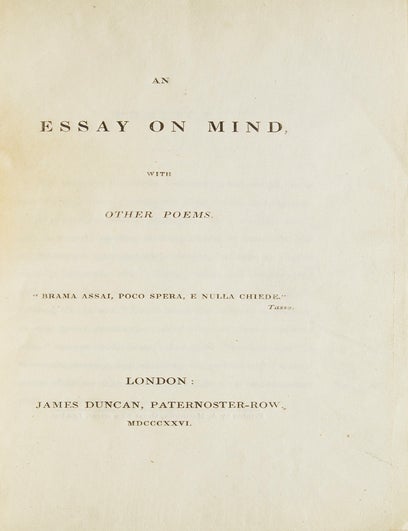 An Essay on Mind, With Other Poems