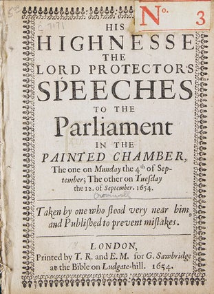 Item #305485 His Highnesse the Lord Protector’s speech to the Parliament in the Painted...