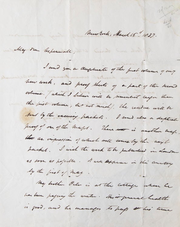 Autograph Letter Signed ("Washington Irving"), to Col. Thomas Aspinwall, his literary agent and the American Consul in London