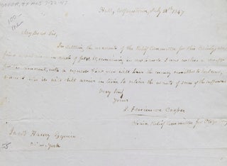 Item #305520 Autograph Letter Signed ("J. Fenimore Cooper") as Chairman of Relief Committee for...