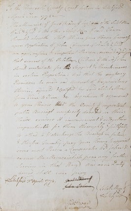 Item #305559 Manuscript Document: "Application of John Clenom of Litchfield an aged, infirm &...
