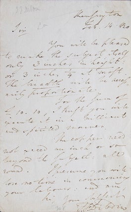 Item #305561 ALS. To Mr. Alfred Robert Freebairn (1794-1846) about an engraving or painting to...