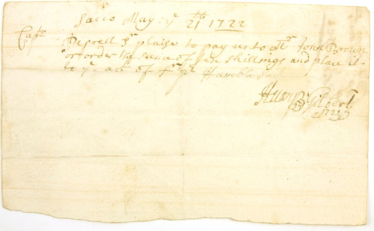 Item #305569 Autograph Document, Signed ("Henry Gilbert"). To Capt. Pepperell. Henry Gilbert.
