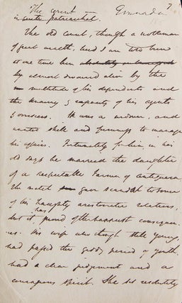 Item #305570 Autograph Manuscript page from a rejected portion of either Tales of the Alhambra or...