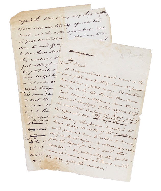 Autograph Manuscript page from "Count Van Horn" in Wolfert's Roost