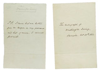 Item #305609 Autograph Note, signed, on two separate pieces of paper: 1. “The autograph of...