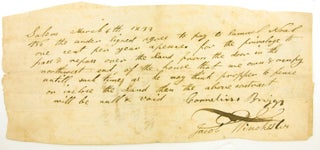 Item #305627 Autograph Document, Signed ("Cornelius Briggs") ("Jacob Winchester") to Samuel Noah....
