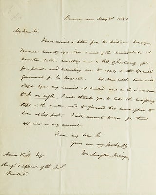Item #305638 Autograph Letter Signed ("Washington Irving"), to Aaron Vail Esq. Chargé d'affaires...