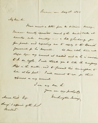 Item #305638 Autograph Letter Signed ("Washington Irving"), to Aaron Vail Esq. Chargé...