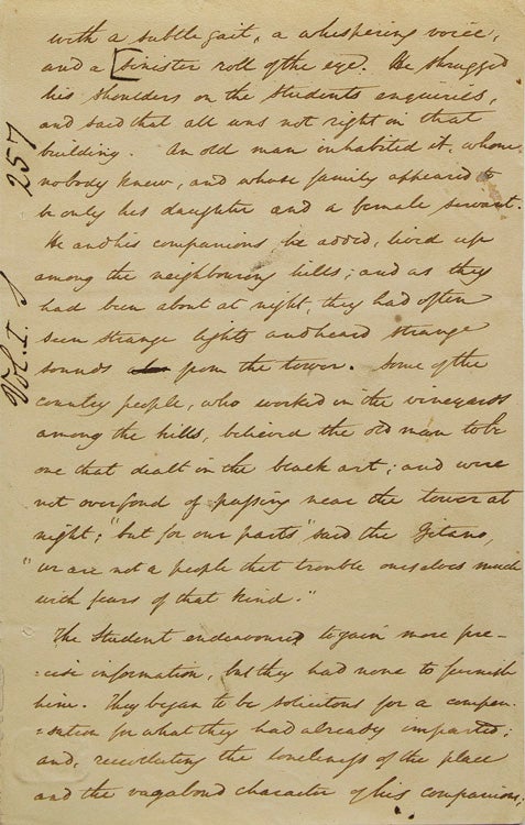 Item #305654 Autograph Manuscript leaf from [from Bracebridge Hall]. Washington Irving.