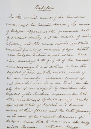 Item #305842 Autograph Manuscript titled "Babylon," an unused fragment intended for...