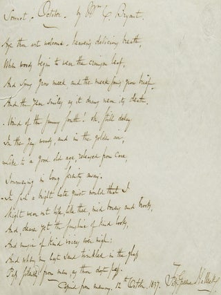 Item #305853 "Sonnet-October-by Wm C. Bryant." Written out and signed "Copied from...