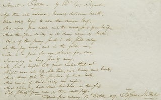 Item #305853 "Sonnet-October-by Wm C. Bryant." Written out and signed "Copied from memory 12th...