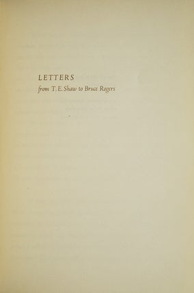 Letters from T.E. Shaw to Bruce Rogers