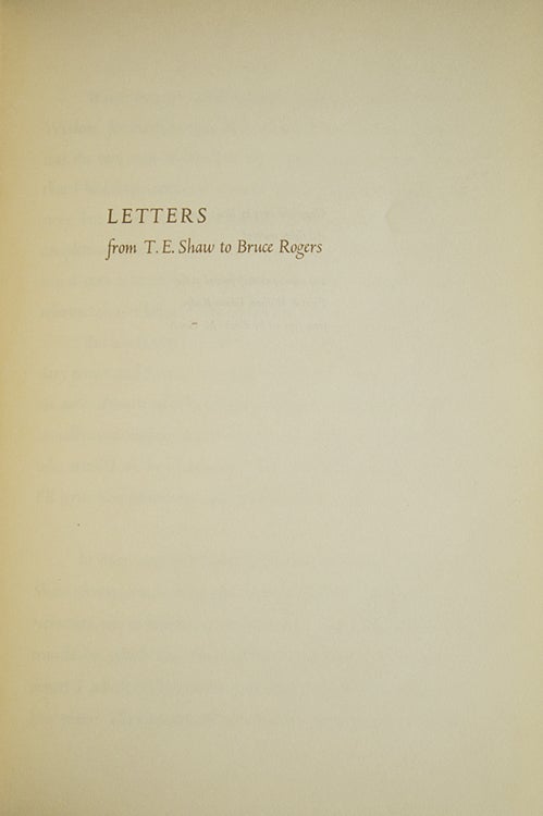 Letters from T.E. Shaw to Bruce Rogers