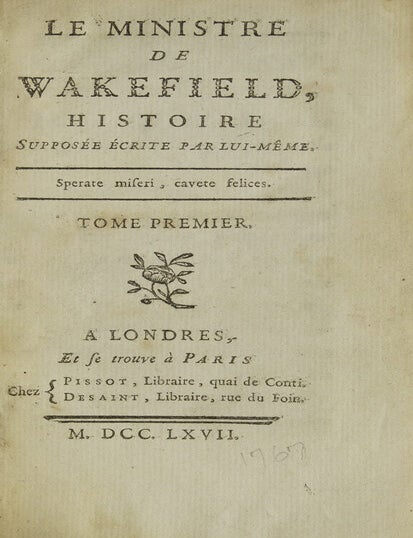 Le Ministre de Wakefield, histoire supposée écrite par lui-mȇme