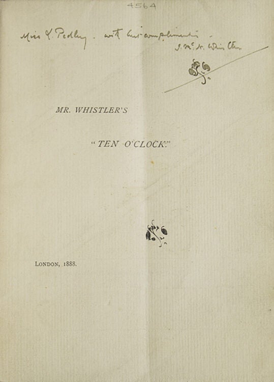 Mr. Whistler's "Ten O'Clock" (3/4)