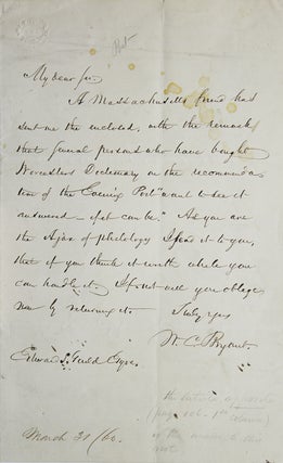 Item #306305 Autograph Letter Signed, to Edward S.[herman] Gould. William Cullen Bryant