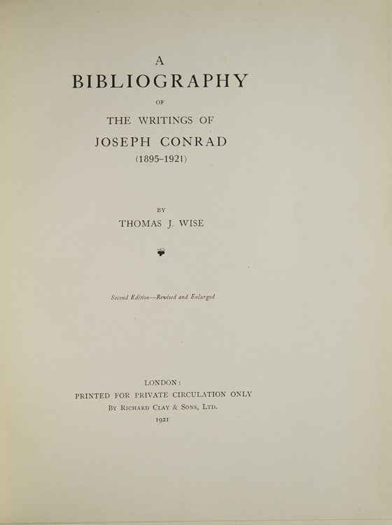 A Bibliography of the Writings of Joseph Conrad