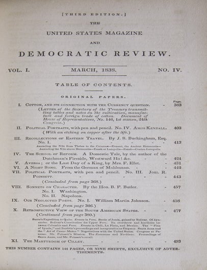 The United States Magazine and Democratic Review. Volume One (7/7)