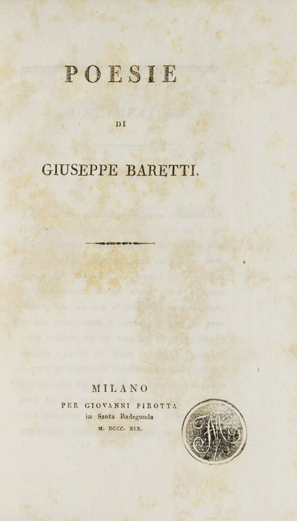 Opere di Giuseppe Baretti Scritte in Lingua Itlaiano