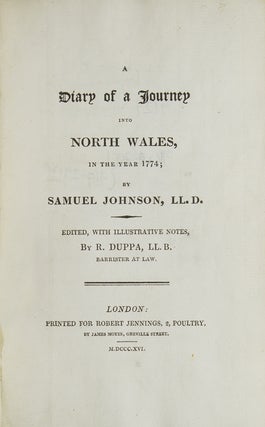 A Diary of a Journey into North Wales, in the Year 1774