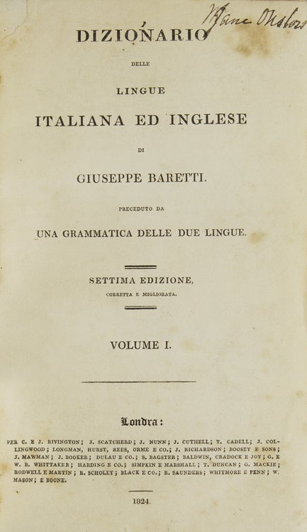 A Dictionary of the English and Italian Languages