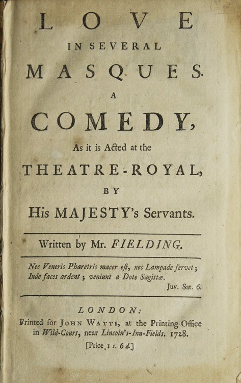 Item #308036 Love in Several Masques. A Comedy, as it is Acted at the Theatre-Royal …. Henry Fielding.