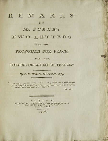 [Sammelband of 21 works by or in response to Edmund Burke, bound in four volumes, from the library of a noted British railway director and Liberal member of Parliament]