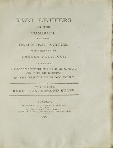 [Sammelband of 21 works by or in response to Edmund Burke, bound in four volumes, from the library of a noted British railway director and Liberal member of Parliament]
