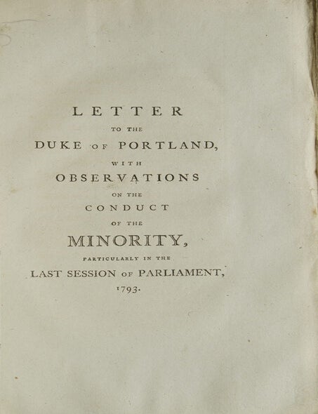 [Sammelband of 21 works by or in response to Edmund Burke, bound in four volumes, from the library of a noted British railway director and Liberal member of Parliament]