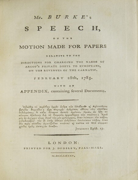 [Sammelband of 21 works by or in response to Edmund Burke, bound in four volumes, from the library of a noted British railway director and Liberal member of Parliament]