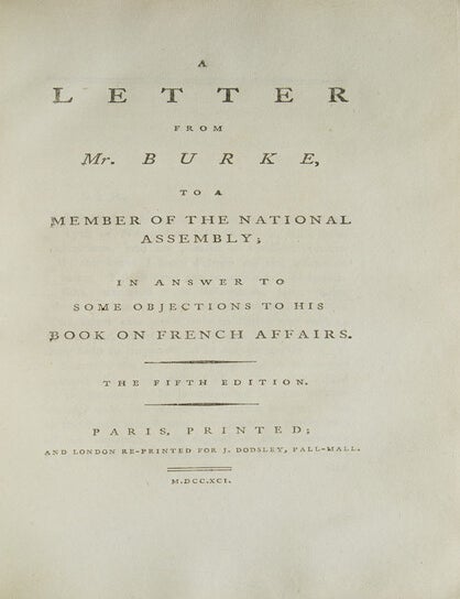 [Sammelband of 21 works by or in response to Edmund Burke, bound in four volumes, from the library of a noted British railway director and Liberal member of Parliament]