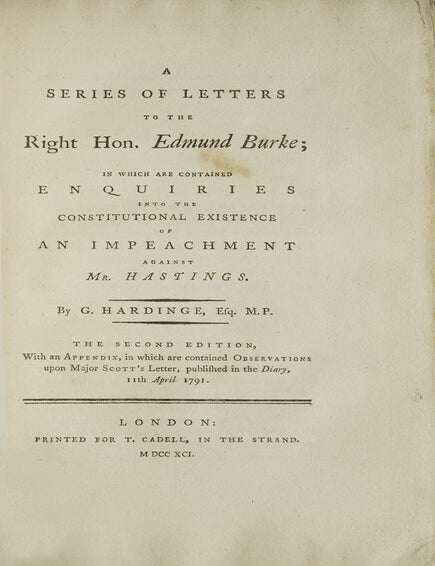[Sammelband of 21 works by or in response to Edmund Burke, bound in four volumes, from the library of a noted British railway director and Liberal member of Parliament]