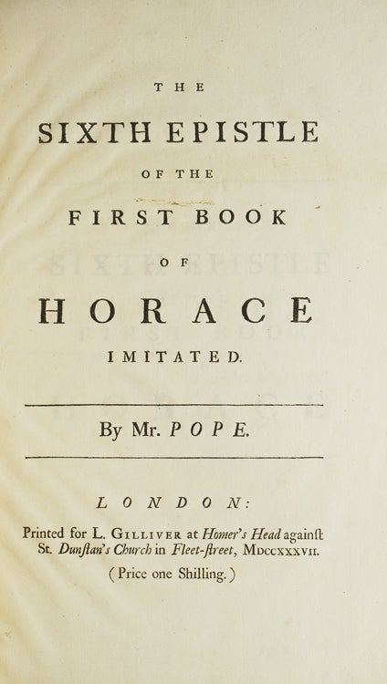 The Sixth Epistle of the First Book of Horace Imitated