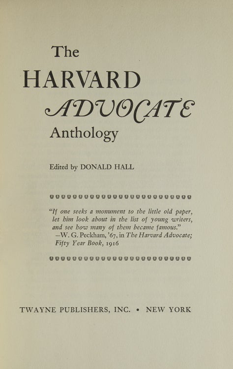 Verses from the Harvard Advocate. Third Series 1886-1906