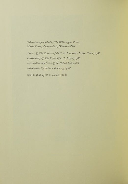 Letters to E.T. Leeds. Edited by J.M. Wilson