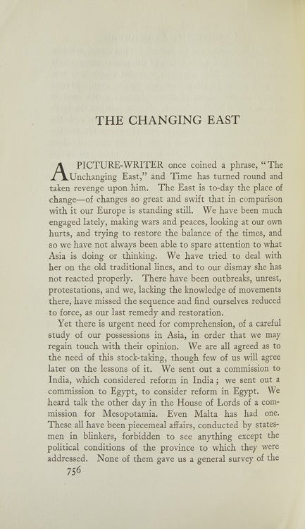 The Changing East. [In:] The Round Table, No. 40, for September 1920
