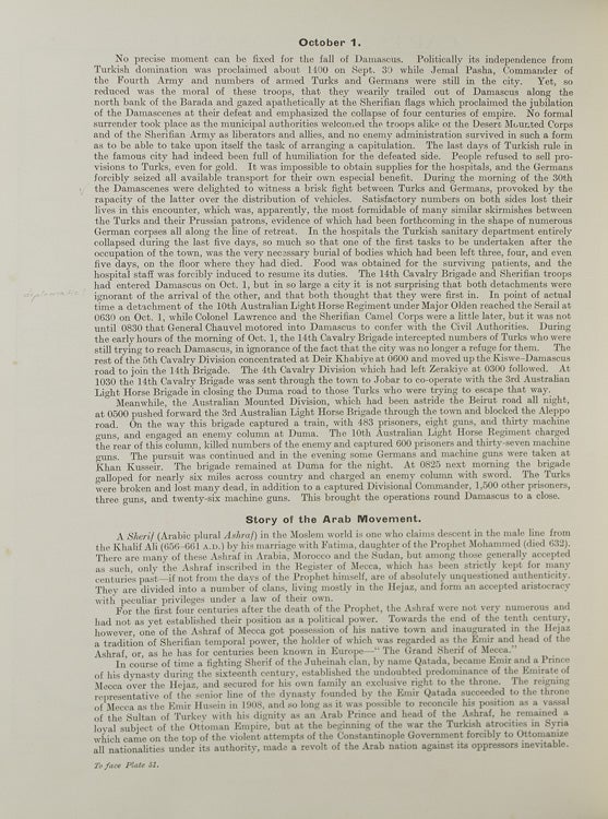 A Brief Record of the Advance of the Egyptian Expeditionary Force Under the Command of General Sir Edmund H.H. Allenby, G.C.B., G.C.M.G. July 1917 to October 1918. Compiled from Official Sources and Published by The Palestine News
