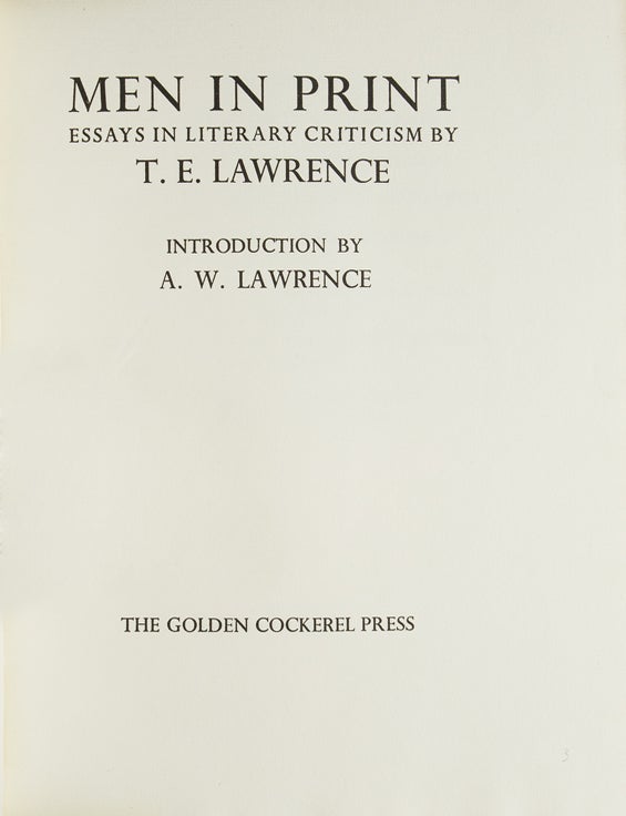 Men in Print. Essays in Literary Criticism