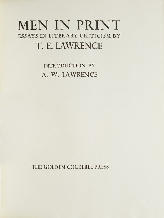 Men in Print. Essays in Literary Criticism