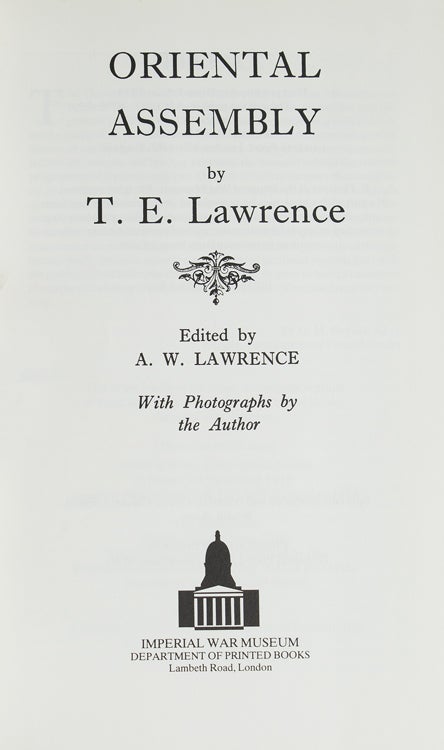 Oriental Assembly. Edited by A. W. Lawrence