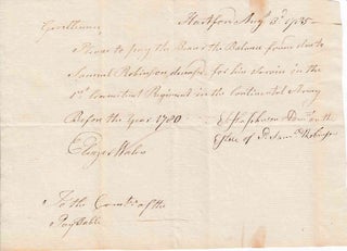 Item #308429 A Group of Two Manuscripts and One Document, Attesting to the Service of Samuel...