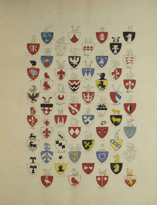 Album of 96 watercolor drawings of German heraldry and armor - HERALDRY ...