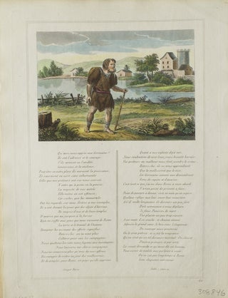 Item #308846 Hand-Colored Engraving above printed Text from "Les Fables" Jean La Fontaine