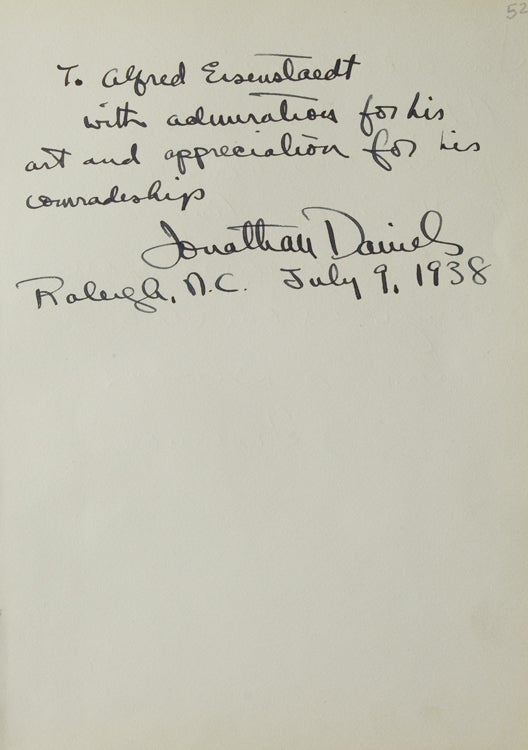 Item #308878 Autograph Note Signed to Alfred Eisenstaedt. Alfred Eisenstaedt, Jonathan Daniels.