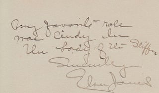 Item #308895 Autographed Note, Signed "Elsie Janis" Theater, Elsie Janis