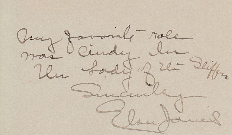 Item #308895 Autographed Note, Signed "Elsie Janis" Theater, Elsie Janis.