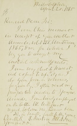 Item #308918 ALS. "Rev and Dear Sir" Acknowledging receipt of Annals Vol. VIII...